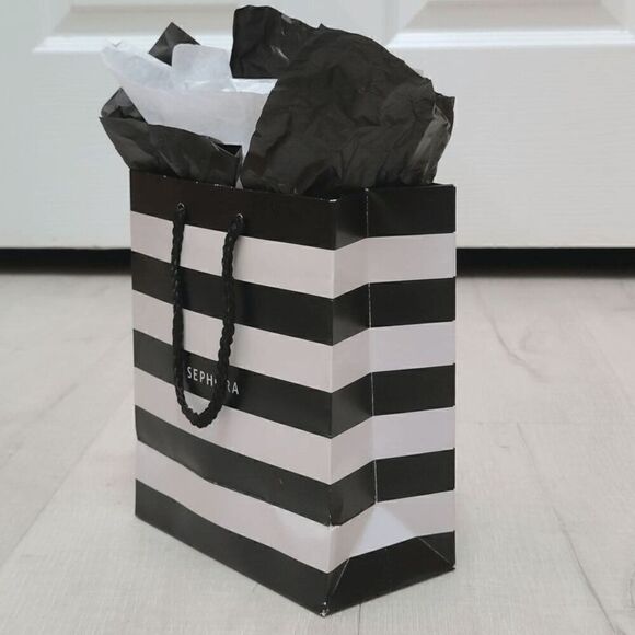 🖤🤍 SEPHORA Empty Striped Paper Shopping Gift Bag Rope Handles w/Tissues - Picture 9 of 9